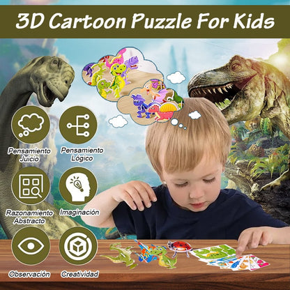 🎁Puzzle 3D z motywem kreskówkowym 🦖 – rozwijają zręczność manualną i logiczne myślenie