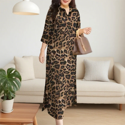 🐆Kobieca sukienka w stylu casualowym z motywem lamparta💃
