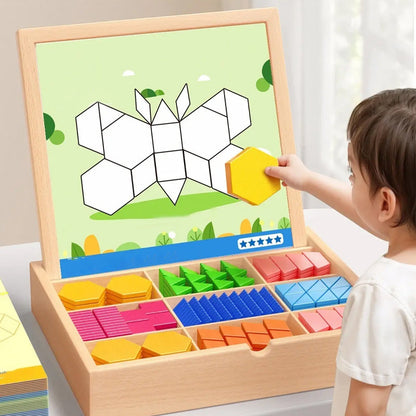 🔥Najlepszy prezent🎁Drewniany zestaw puzzli z magnetycznymi wzorami🧠🧩