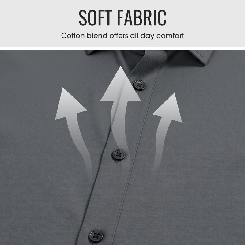 👔Men’s plain-coloured, notched-collar, long-sleeved button-down shirt