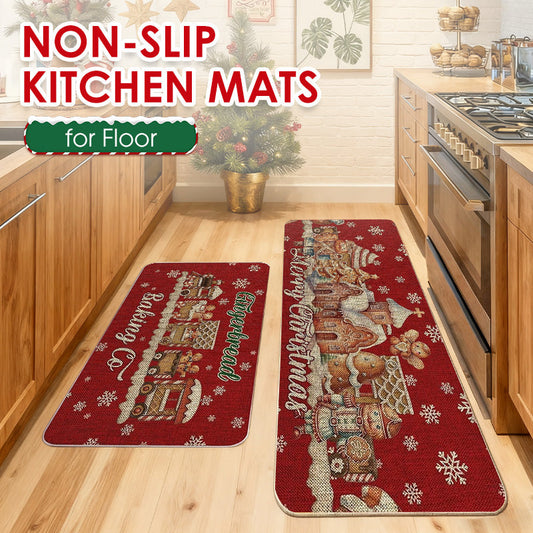 🎄✨Spraw, aby okres świąteczny był jeszcze bardziej przytulny — antypoślizgowe, łatwe w czyszczeniu świąteczne maty kuchenne.