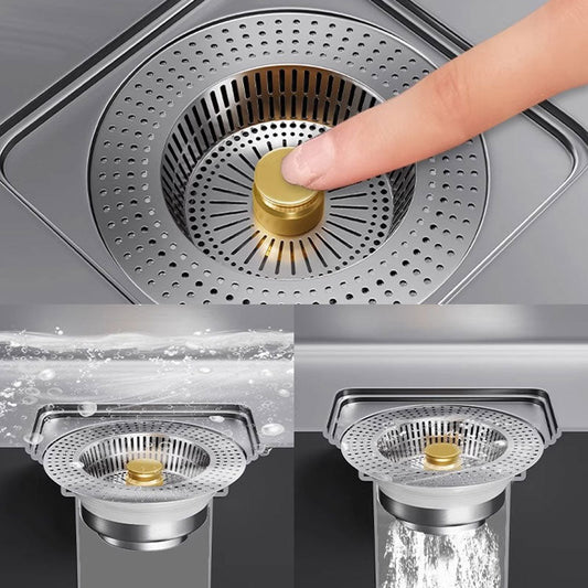 Spust zlewu ze stali nierdzewnej z przyciskiem💦