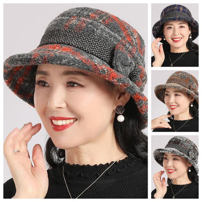 👒Damski kapelusz cloche w stylu vintage z imitacji wełny w kratę