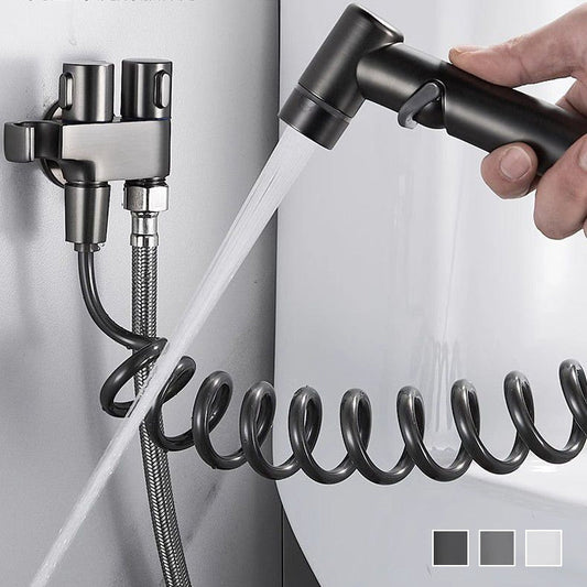 ✨Zestaw z podwójnym zaworem regulacyjnym 1-In-2-Out i spryskiwaczem bidetowym🚽