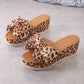 👡Damskie sandały na grubej podeszwie z motywem lamparta i kokardką🐆