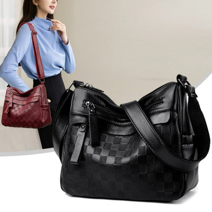 👜✨ Damską torebkę na ramię z PU – wzór w szachownicę, wiele przegródek, regulowany pasek na ramię🌸