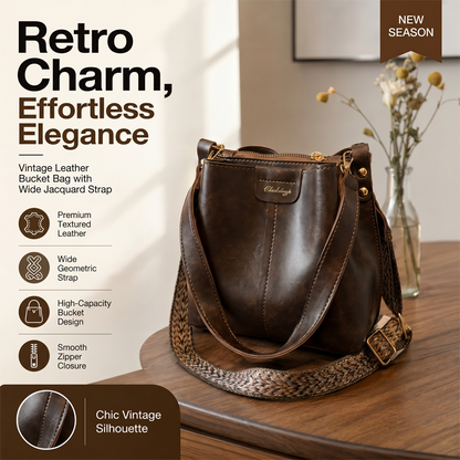 👜✨Damska torebka typu bucket w stylu retro o dużej pojemności, noszona na ramię