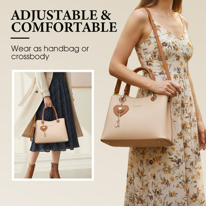 💞👜Elegancka damska torba typu tote z błyszczącą zawieszką w kształcie serca