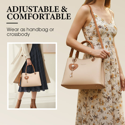 💞👜Elegancka damska torba typu tote z błyszczącą zawieszką w kształcie serca