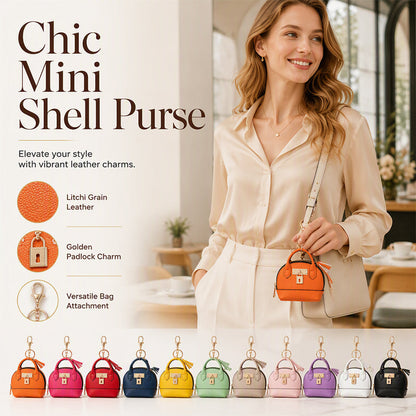 👜💛 LIMITED TIME OFF! 🔑Mini Shell Bag Keychain – PU Leather Lipstick Coin Purse with Golden Padlock & Tassel