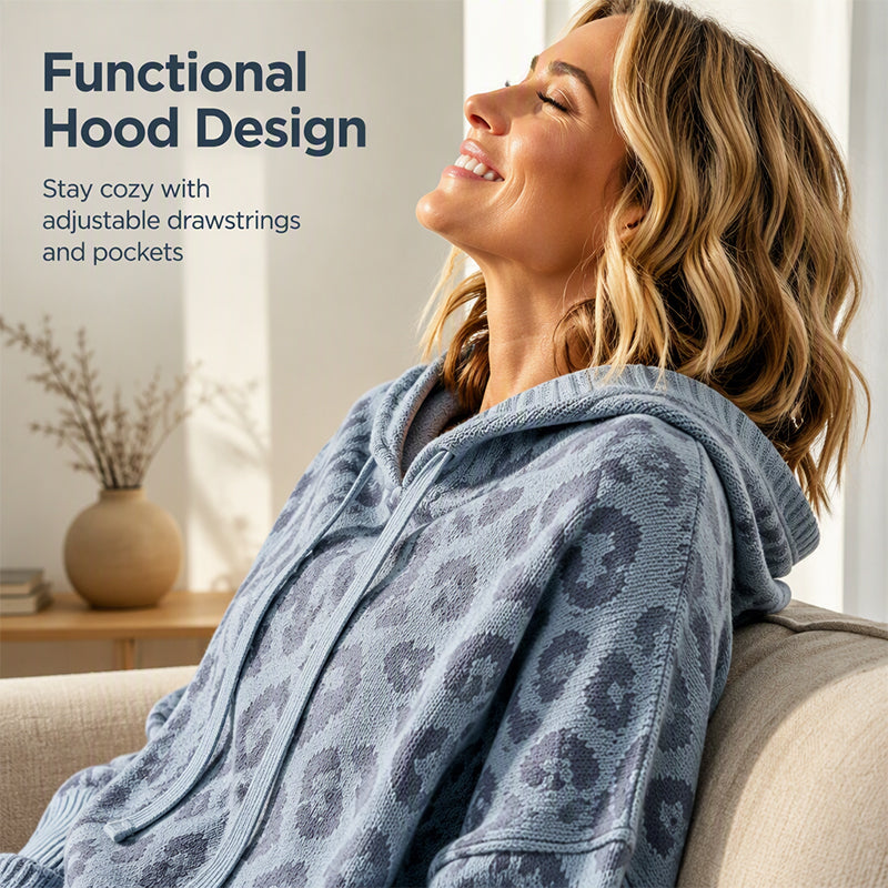 🧵Exquisite Knit, Durable Craft🧶 Leopard Knit Hooded Sweater  | Multiple Colors, S-5XL ✨