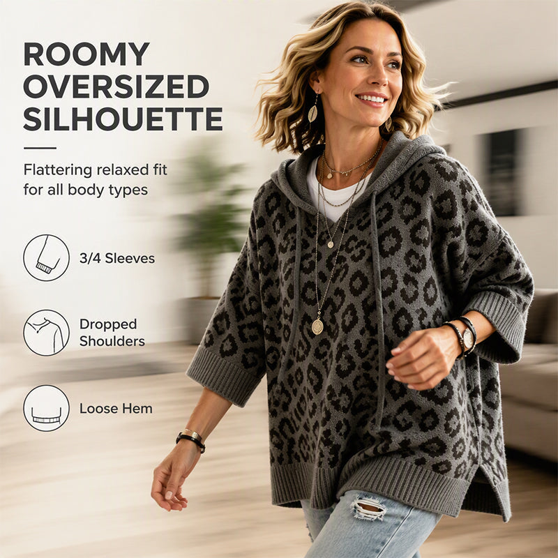 🧵Exquisite Knit, Durable Craft🧶 Leopard Knit Hooded Sweater  | Multiple Colors, S-5XL ✨