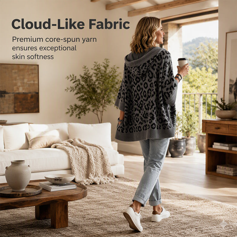 🧵Exquisite Knit, Durable Craft🧶 Leopard Knit Hooded Sweater  | Multiple Colors, S-5XL ✨