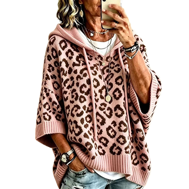 🧵Exquisite Knit, Durable Craft🧶 Leopard Knit Hooded Sweater  | Multiple Colors, S-5XL ✨