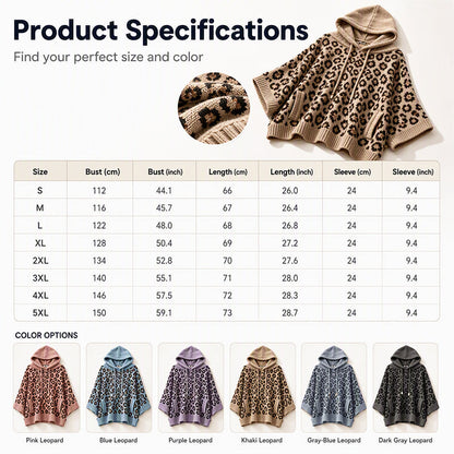 🧵Exquisite Knit, Durable Craft🧶 Leopard Knit Hooded Sweater  | Multiple Colors, S-5XL ✨