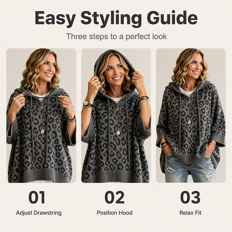 🧵Exquisite Knit, Durable Craft🧶 Leopard Knit Hooded Sweater  | Multiple Colors, S-5XL ✨