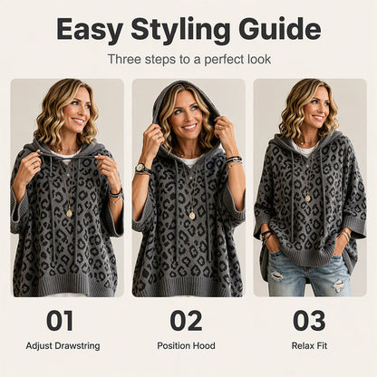 🧵Exquisite Knit, Durable Craft🧶 Leopard Knit Hooded Sweater  | Multiple Colors, S-5XL ✨