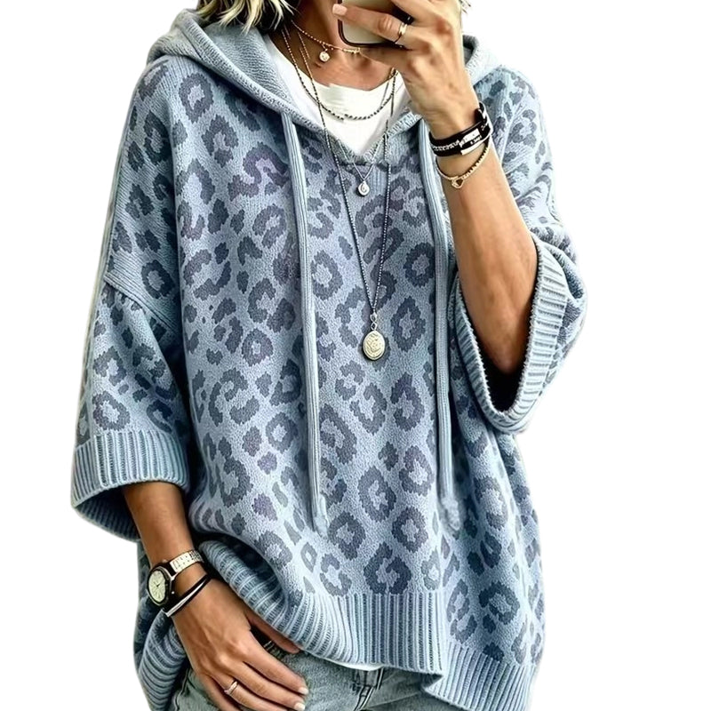 🧵Exquisite Knit, Durable Craft🧶 Leopard Knit Hooded Sweater  | Multiple Colors, S-5XL ✨