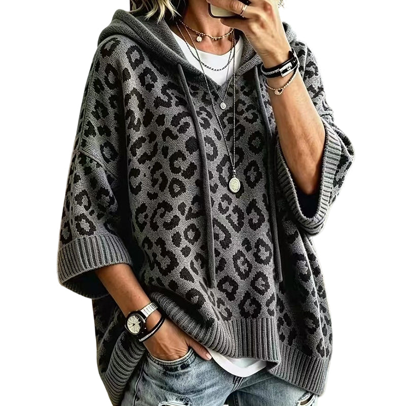 🧵Exquisite Knit, Durable Craft🧶 Leopard Knit Hooded Sweater  | Multiple Colors, S-5XL ✨