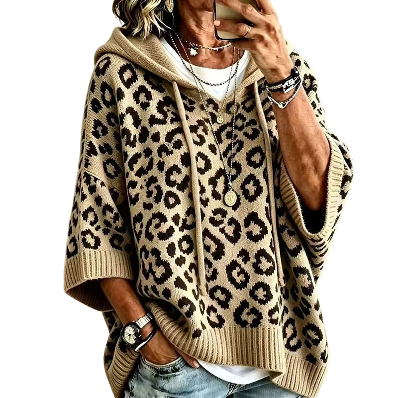 🧵Exquisite Knit, Durable Craft🧶 Leopard Knit Hooded Sweater  | Multiple Colors, S-5XL ✨