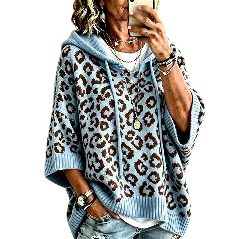 🧵Exquisite Knit, Durable Craft🧶 Leopard Knit Hooded Sweater  | Multiple Colors, S-5XL ✨