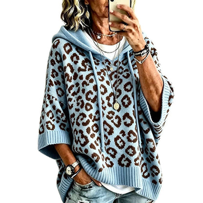 🧵Exquisite Knit, Durable Craft🧶 Leopard Knit Hooded Sweater  | Multiple Colors, S-5XL ✨