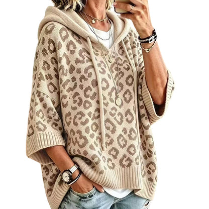 🧵Exquisite Knit, Durable Craft🧶 Leopard Knit Hooded Sweater  | Multiple Colors, S-5XL ✨