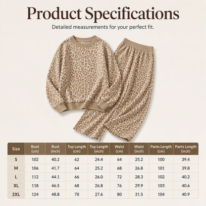 ⏰ Last Day of the Sale – 50% OFF ✨Women's Leopard Print Sweatshirt & Wide-Leg Pants Set