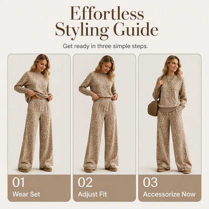 ⏰ Last Day of the Sale – 50% OFF ✨Women's Leopard Print Sweatshirt & Wide-Leg Pants Set