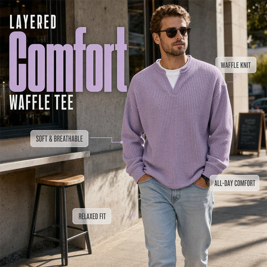👕 Mock-Layer Waffle Long Sleeve Tee ✨