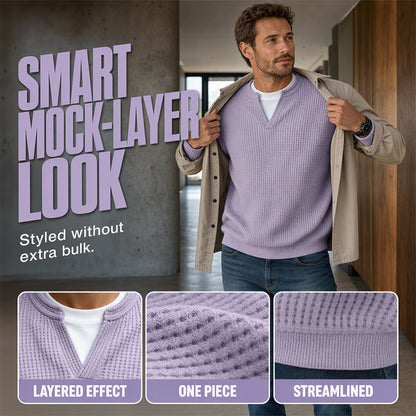👕 Mock-Layer Waffle Long Sleeve Tee ✨