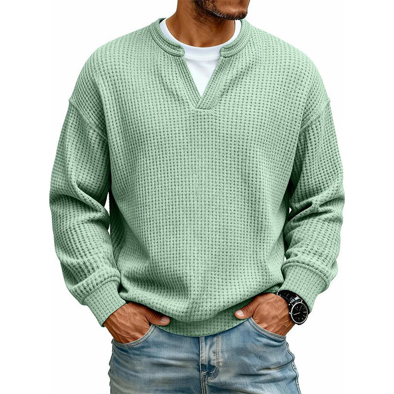 👕 Mock-Layer Waffle Long Sleeve Tee ✨