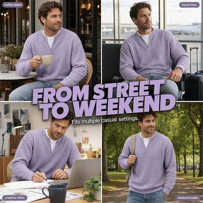 👕 Mock-Layer Waffle Long Sleeve Tee ✨
