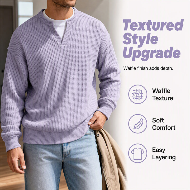 👕 Mock-Layer Waffle Long Sleeve Tee ✨