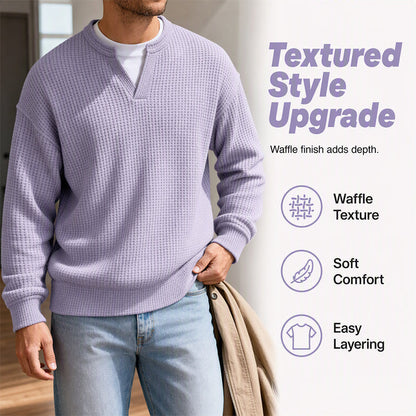 👕 Mock-Layer Waffle Long Sleeve Tee ✨