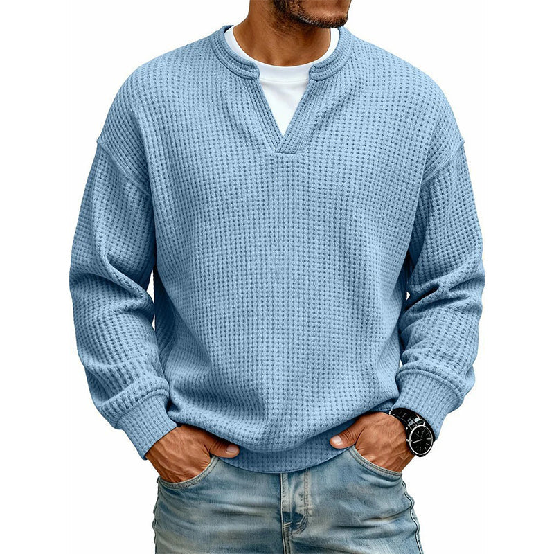 👕 Mock-Layer Waffle Long Sleeve Tee ✨