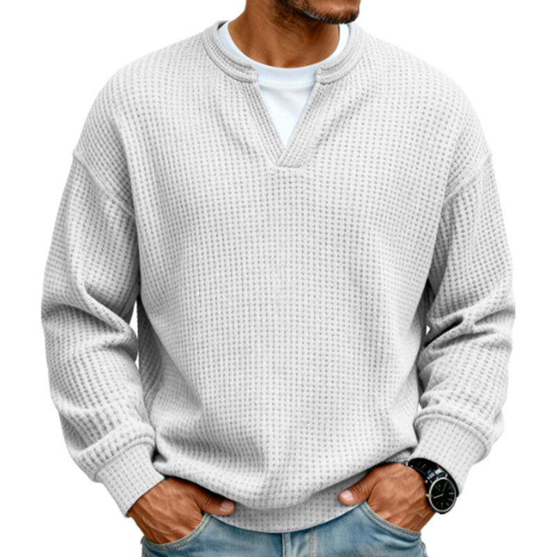 👕 Mock-Layer Waffle Long Sleeve Tee ✨