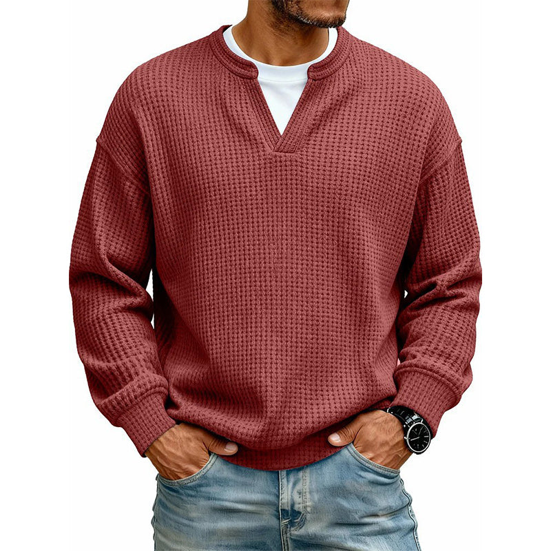 👕 Mock-Layer Waffle Long Sleeve Tee ✨