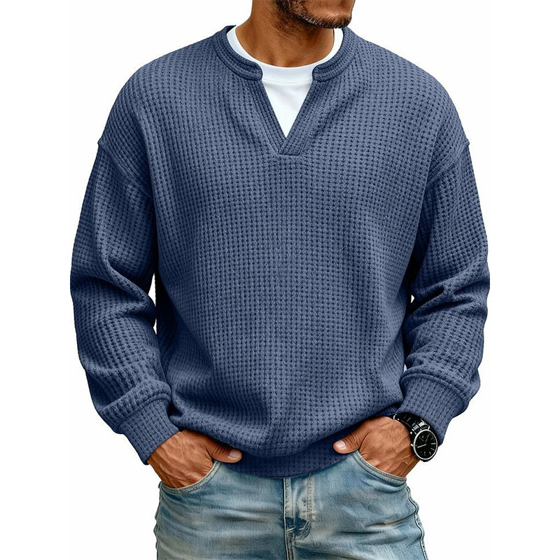 👕 Mock-Layer Waffle Long Sleeve Tee ✨