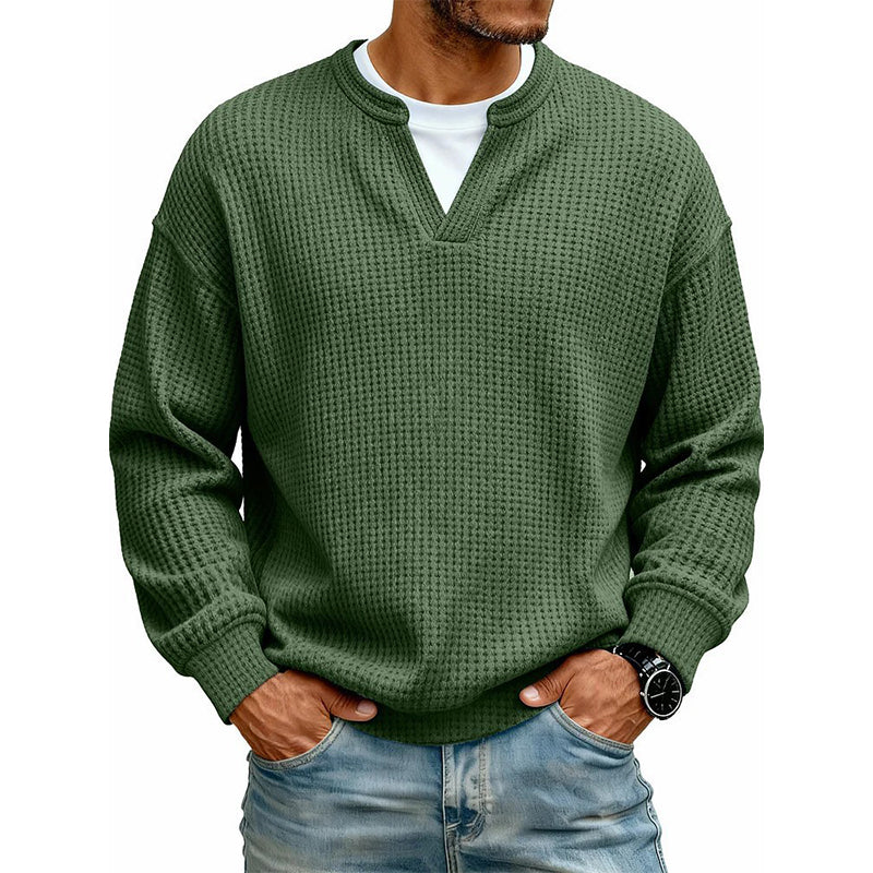 👕 Mock-Layer Waffle Long Sleeve Tee ✨