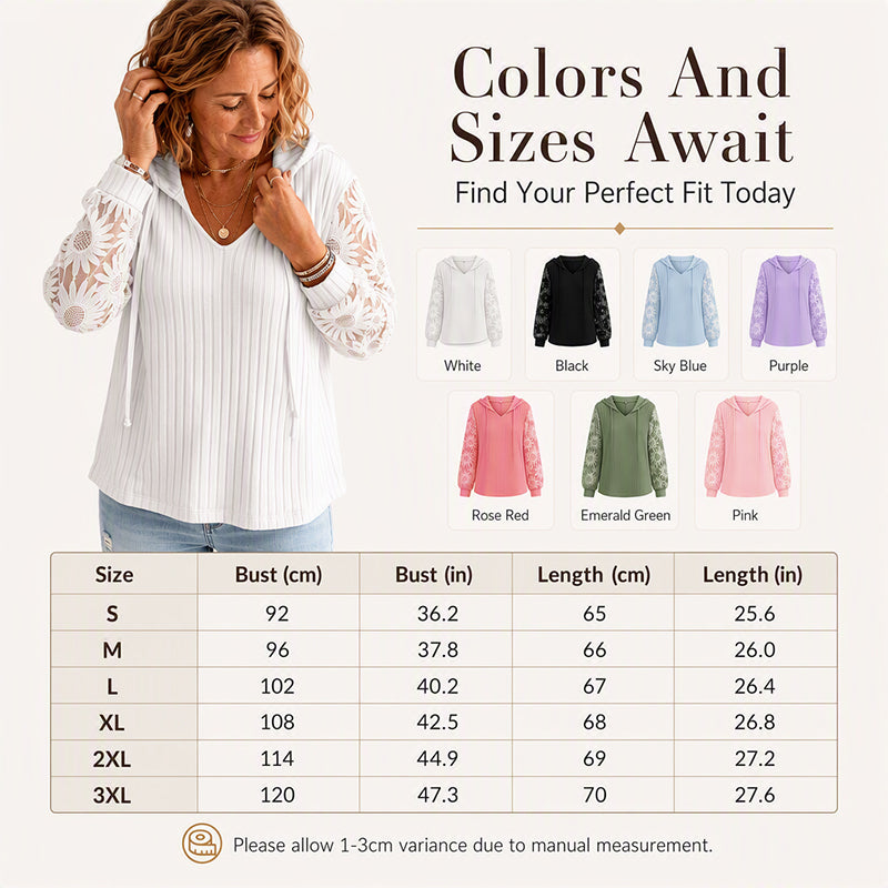 👚Women's Hooded Sweater — Chic Lace Sleeve