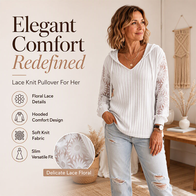 👚Women's Hooded Sweater — Chic Lace Sleeve