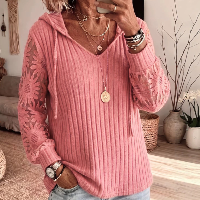 👚Women's Hooded Sweater — Chic Lace Sleeve