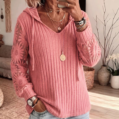 👚Women's Hooded Sweater — Chic Lace Sleeve
