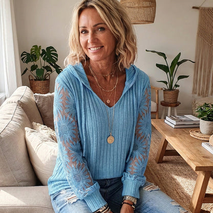 👚Women's Hooded Sweater — Chic Lace Sleeve