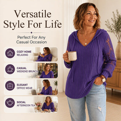 👚Women's Hooded Sweater — Chic Lace Sleeve
