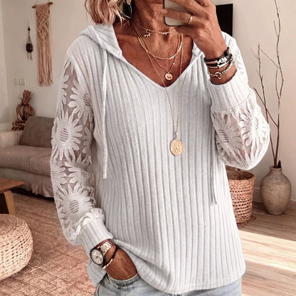 👚Women's Hooded Sweater — Chic Lace Sleeve