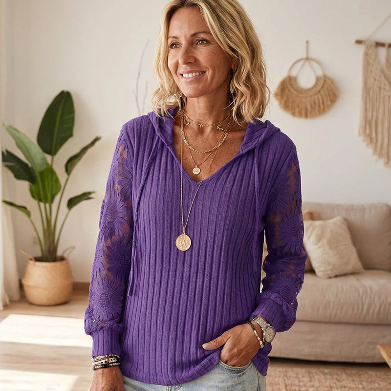 👚Women's Hooded Sweater — Chic Lace Sleeve