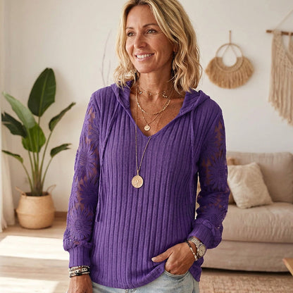 👚Women's Hooded Sweater — Chic Lace Sleeve