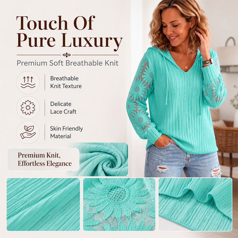 👚Women's Hooded Sweater — Chic Lace Sleeve
